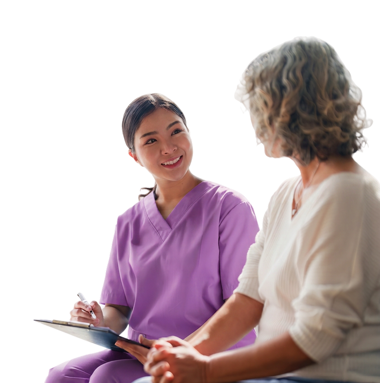 Bright Radiology nurse assisting patient during appointment